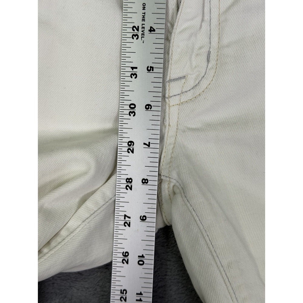 American Eagle Jeans Womens‎ 2 White Denim Boy Fit Distressed Crop Low Rise - Picture 4 of 9